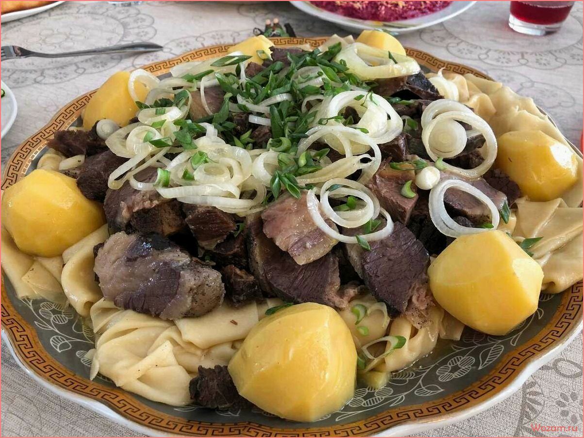 (бешбармак, традиционное, казахское, блюдо, мяса) Бешбармак — традиционное казахское блюдо из мяса и теста