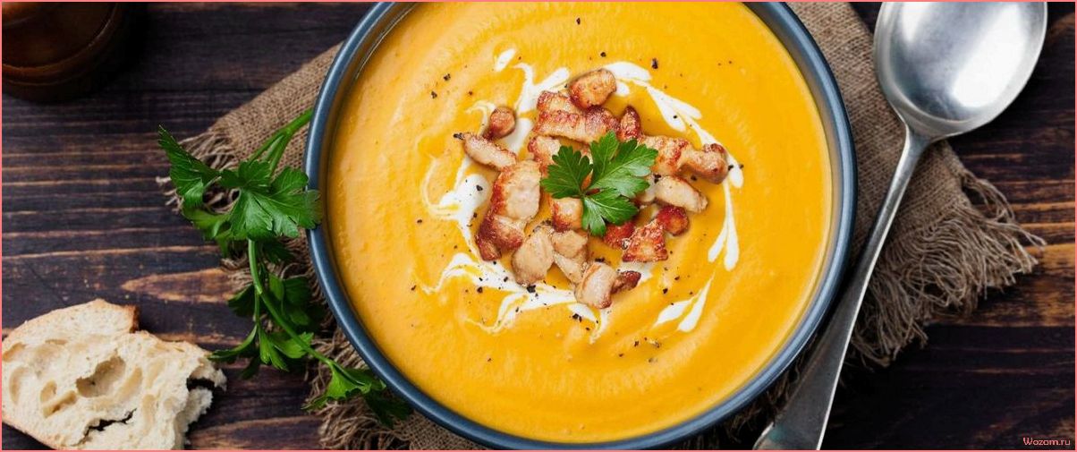 (тыквенный, суп-пюре, сыром, вкусное, полезное) Тыквенный суп-пюре с сыром — вкусное и полезное блюдо для осенних вечеров